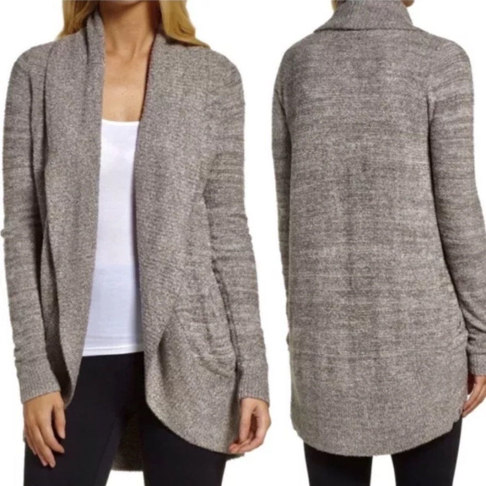 Barefoot dreams cozy chic lite cocoa pearl circle cardigan